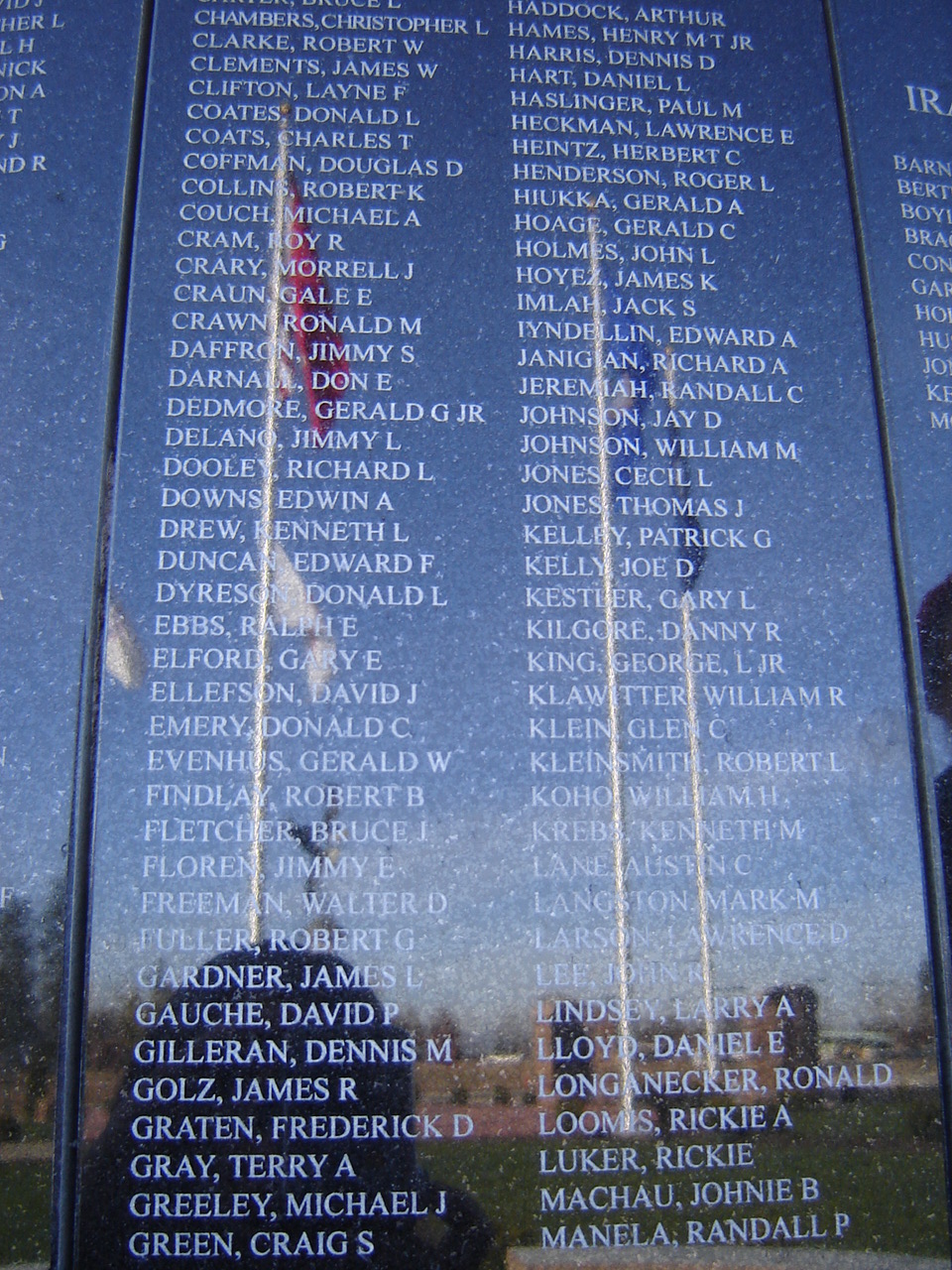 Section of Marine Heros from Viet Nam (a friend's brother listed here), Note the reflection.