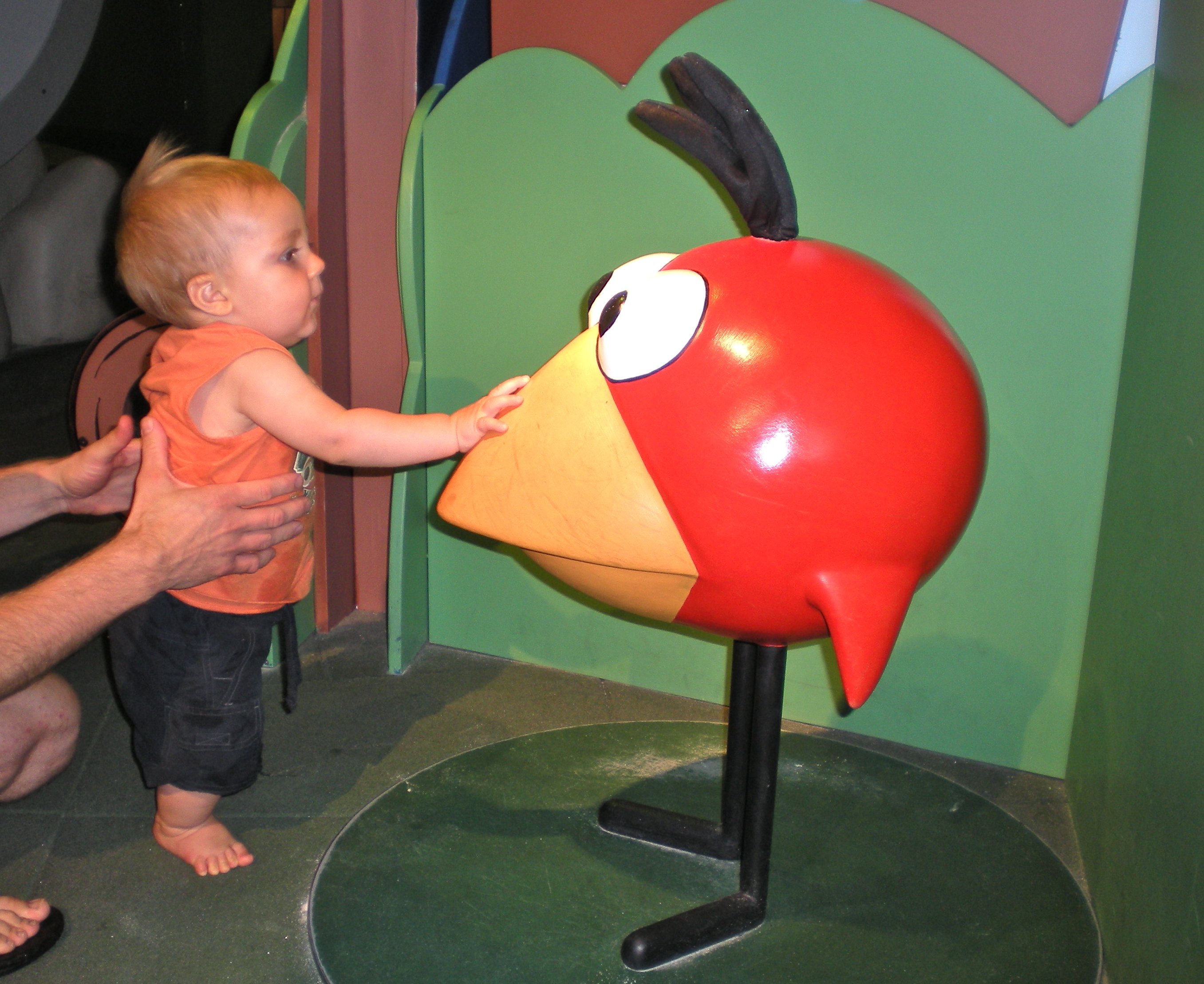 Aidan makes a friend at the Children's Museum in Boston, MA.