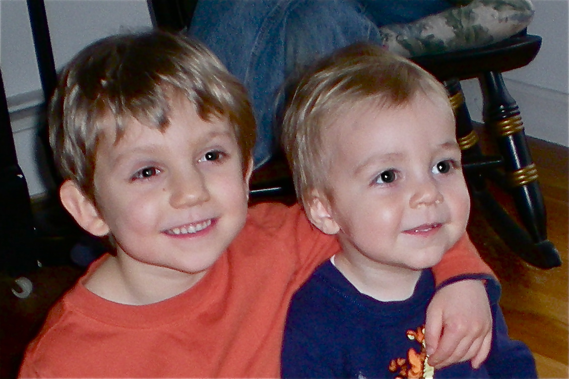 Grandsons watching a video of themselves