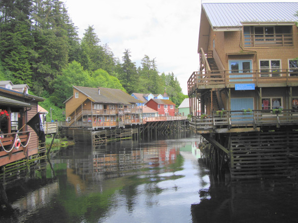 The famous (or infamous) Creek Street as seen from the 'up creek' end. There are many shops and restaurants here.