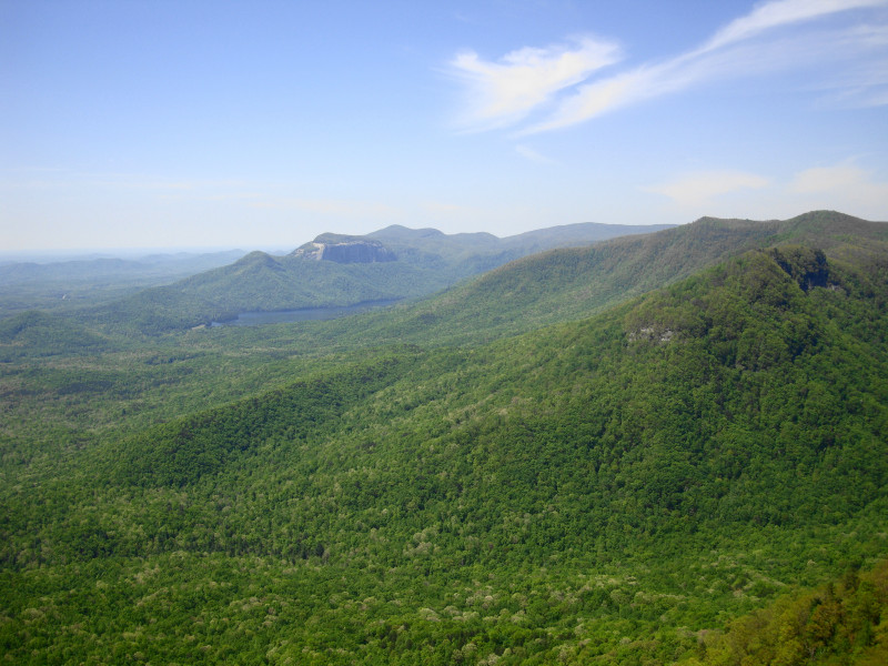 A view from Caesar's Head SP. Table Rock and Table Rock Reservoir in the background.