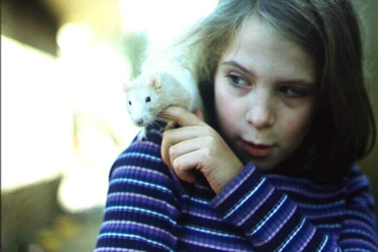 My daughter many years ago with her little pet rat Milo.