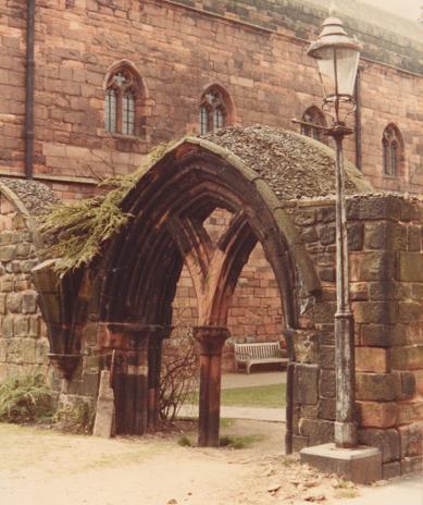 In the grounds of Carlyle Cathedral in England 1982