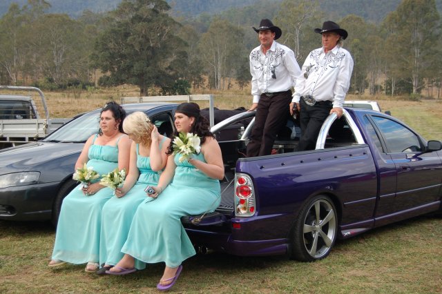 In the back of the Ford Falcon XR8 Ute.