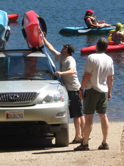 Adam (nephew/26) and Mike (hubby) are loading up the kayaks on the boat ramp after our outing.