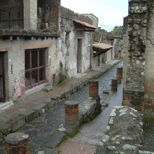 Herculaneum was destroyed along with Pompeii when Vesuvius erupted.
Italy