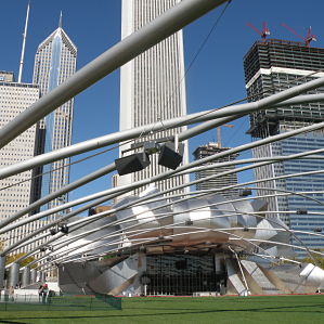 An open air amphitheater close to "The Bean" in Chicago.