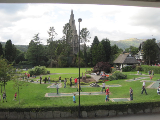 out our B&B window in Ambleside. In England, it is called Crazy Golf, and we saw some of those crazy Brits playing it in the rain.