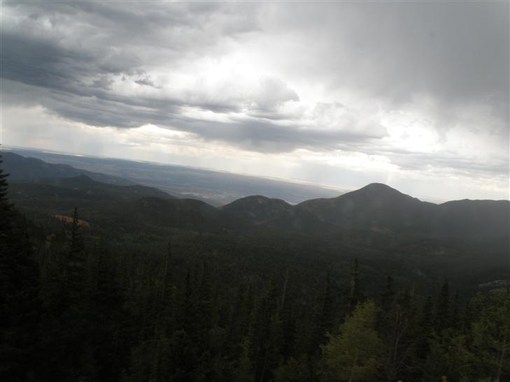 from the top of Pike's Peak. It rained on us a little and we saw several bolts of lightning.