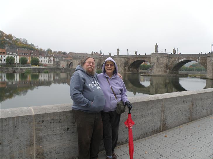 We walked from the ship to a town square and back, along side the river.