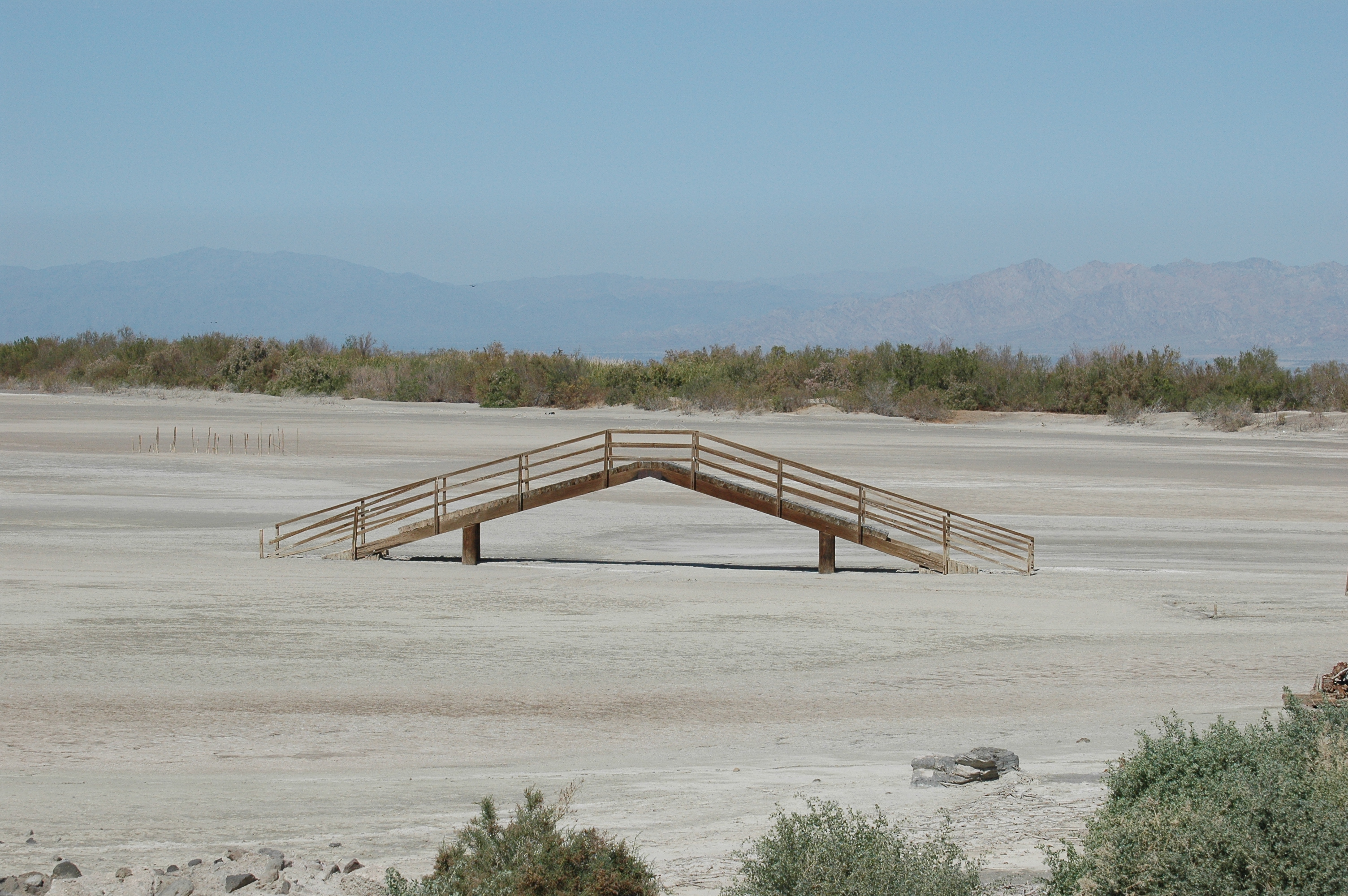 A bridge lleft stranded by the retreating sea