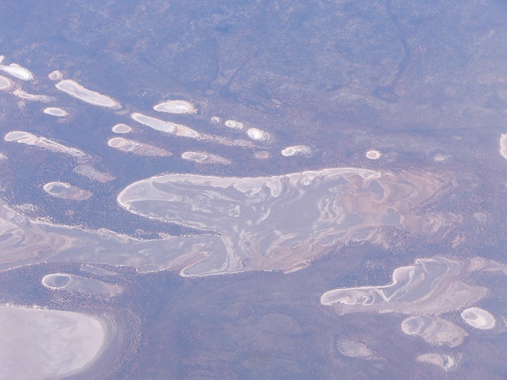 Dried up salt lakes near the Goldfields region of W.A. seen from the 'plane.