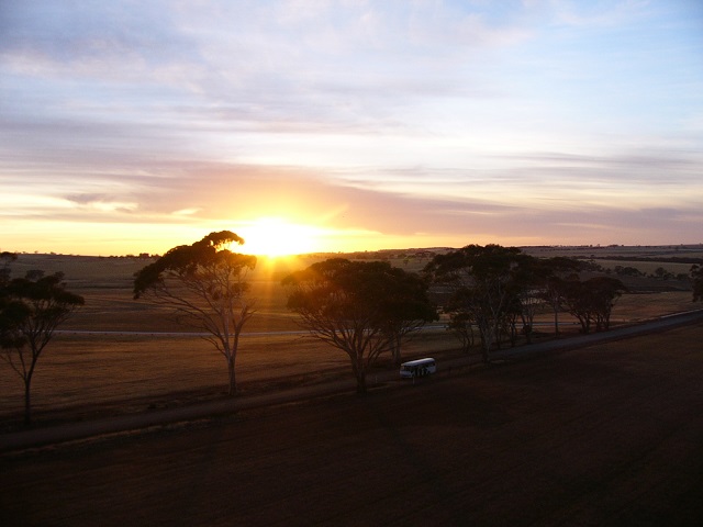 Their bus again as the sun rises