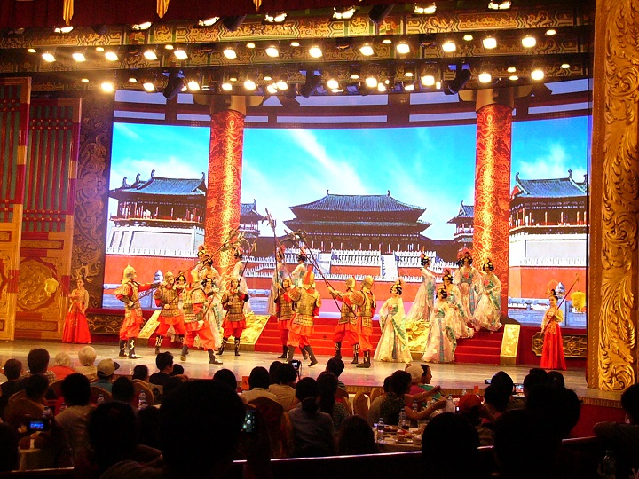 An evening at a concert. It was lovely and very colourful. We had a dumpling dinner there.