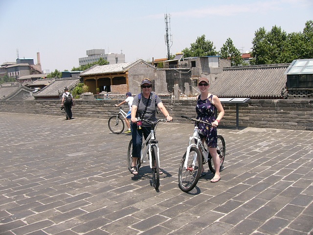 Me and our tour leader bike riding along the Old City Wall surrounding Xi'an. It was a wonderful experience.