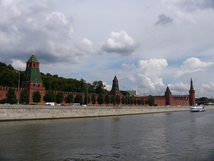 Part of the Kremlin Wall with it's many towers, which we later visited