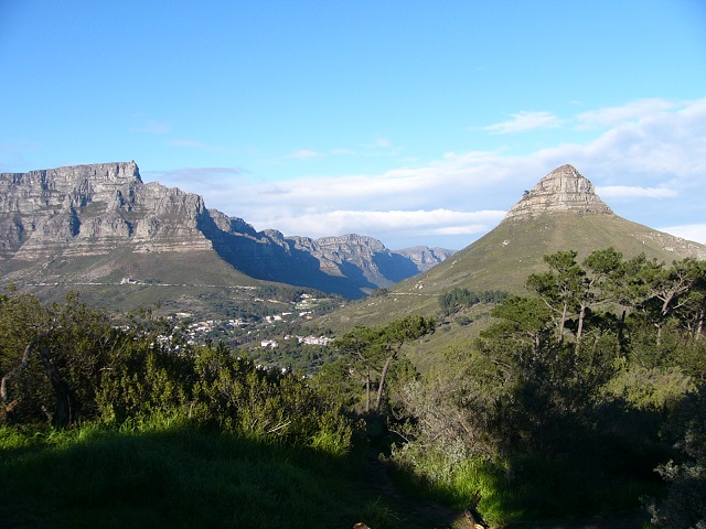 A view of Table Mountain, on the left, in Cape Town. Unfortunately, I didn't get to go up in the cable car as we were meant to as there were literally hundreds queuing up before us. 