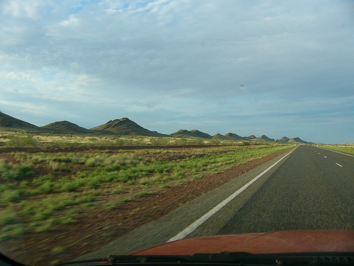 We drove 2,000kms back to Albany through most of this type of countryside until reaching the wheat belt. Taken through the windscreen.