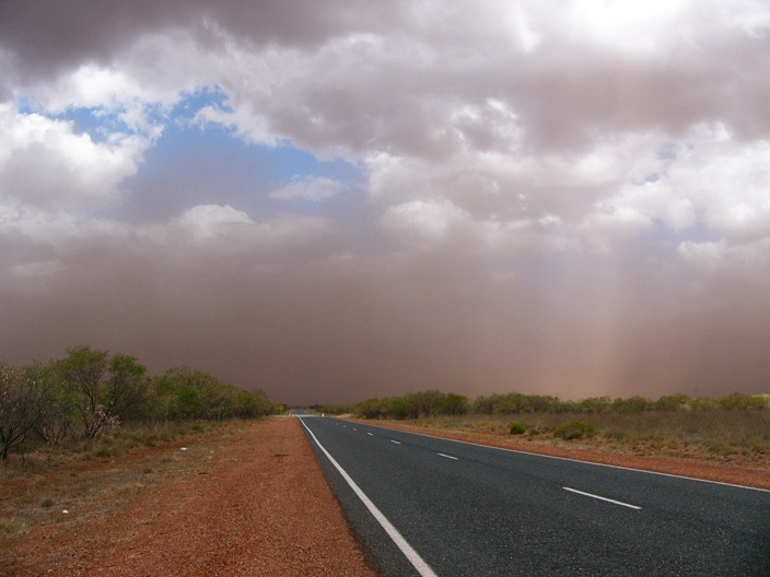 An approaching dust storm we met up with after leaving Port Hedland. It took us about 5-10mins to drive through it. 