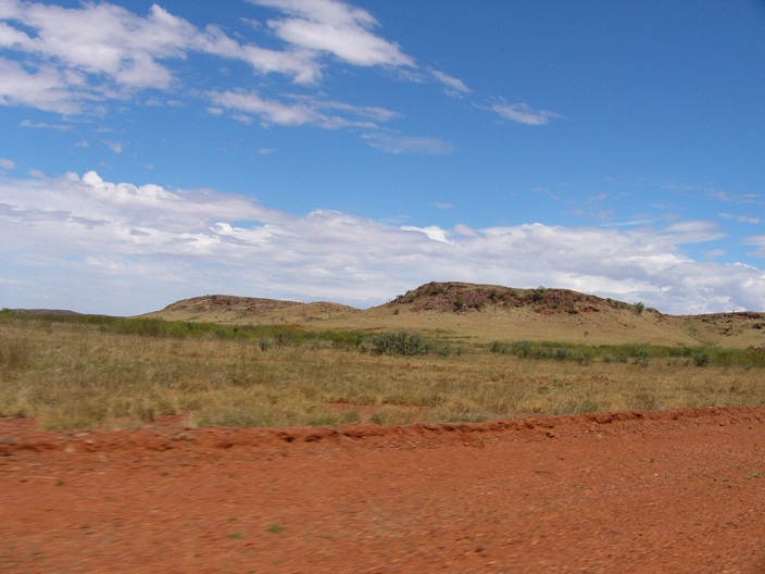 I love the colour contrasts of the Pilbara region; blue sky (sometimes with clouds), green spinifex and red dirt.