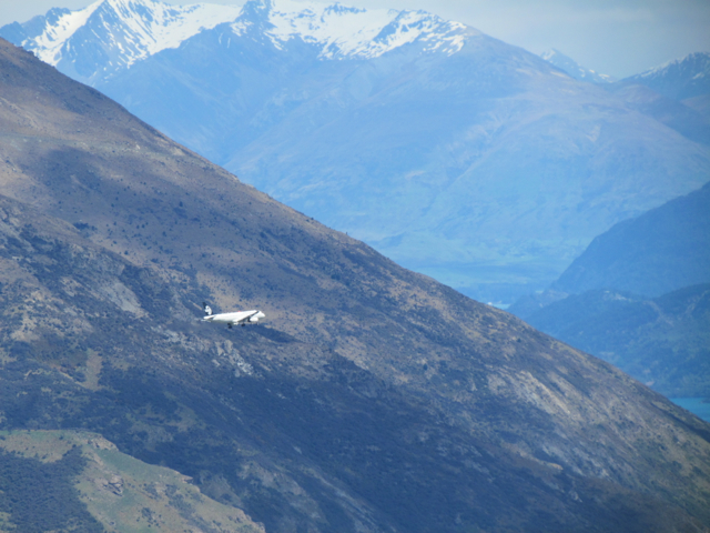 These photos were taken from the summit of the Crown Range, just outside Queenstown.  The day we were they it was extremely windy and difficult to stand upright, let alone take photos. The aircraft pilots must be incredibly skilled to navigate through the hills.