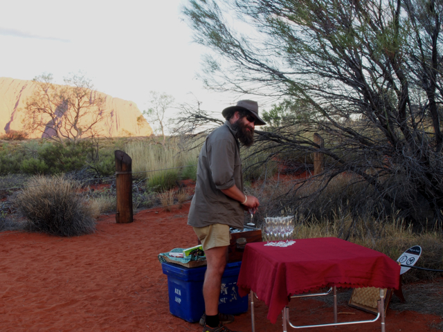 Craig our guide preparing bubbly and nibbles to celebrate!