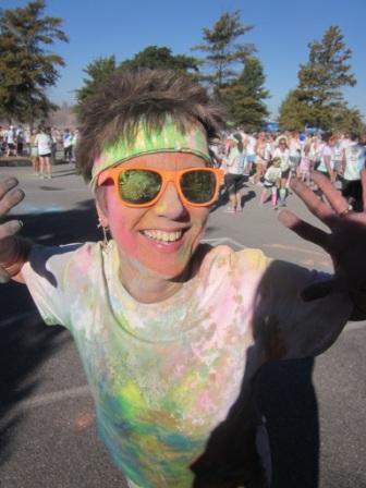 "After" being pelted with color bombs during the run!