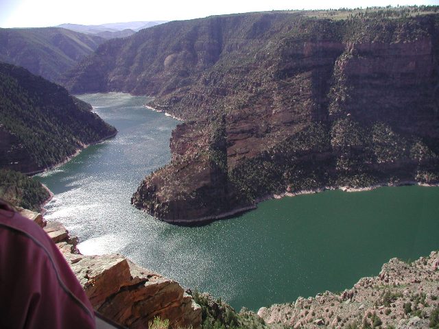 This is one of the views from the Red Canyon Visitors Center.  You have to watch your step outside for all the fissures in the rock, but the scenery is spectacular.