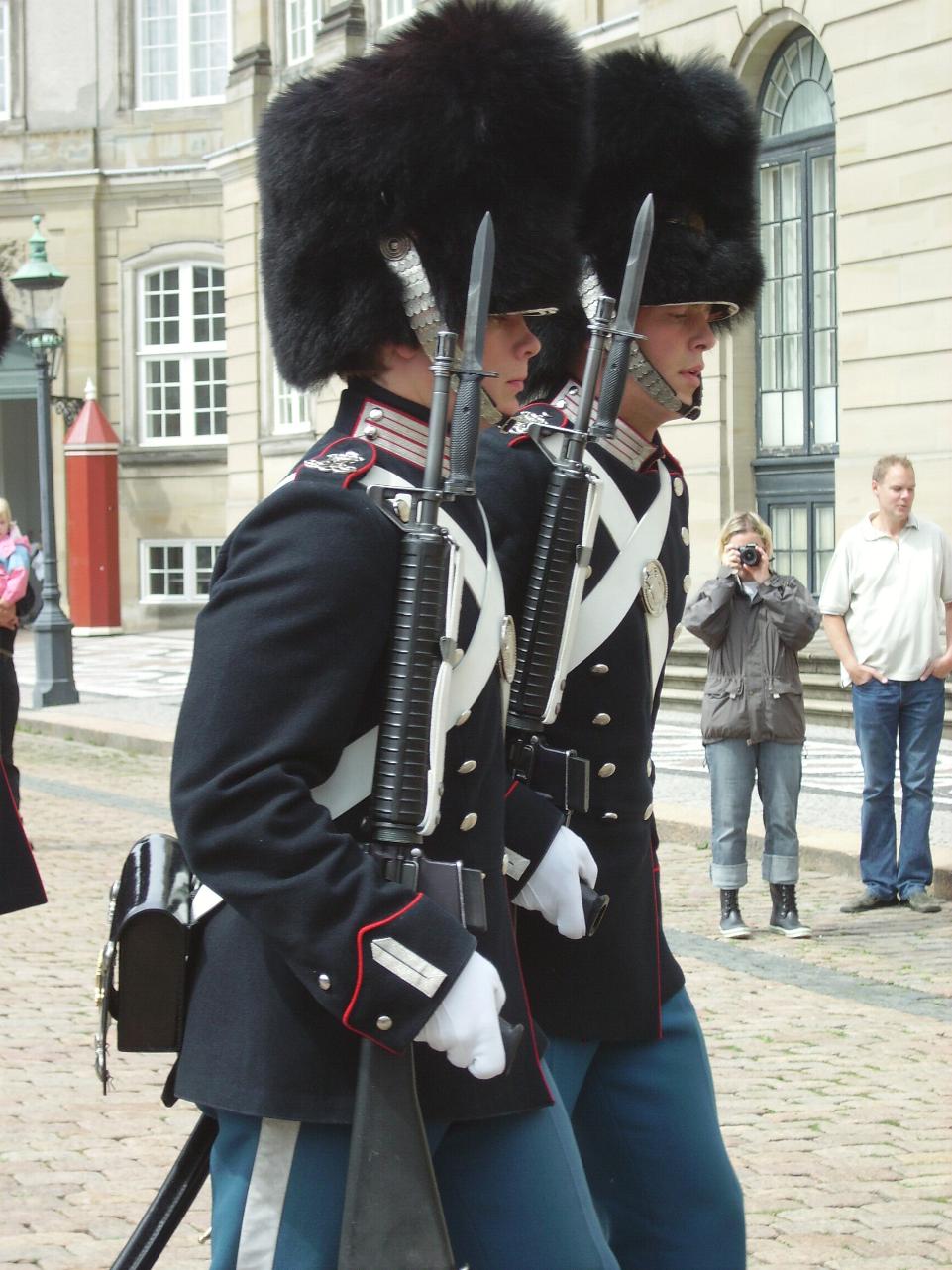 Changing the guards at the Royal palace in Copenhagen