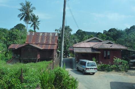 Traditional Malay houses in the countryside..