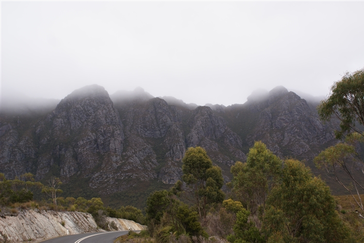 Shrouded in mist.