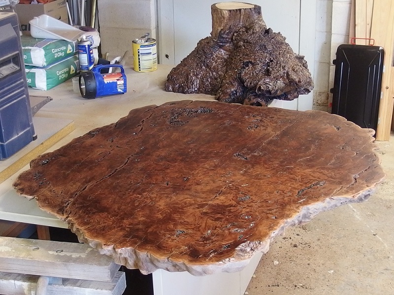 Red Gum table top . Underside.