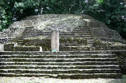 The stela on the steps is a monument to Lord Smoking Shell. He was a principal Mayan ruler. I have no idea how he got his name!