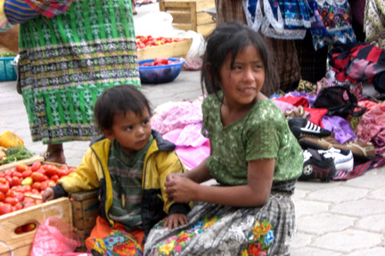 Market day is a family affair.