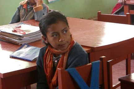 A very shy little girl. We were able to interact with the kids and I finally got her to smile.