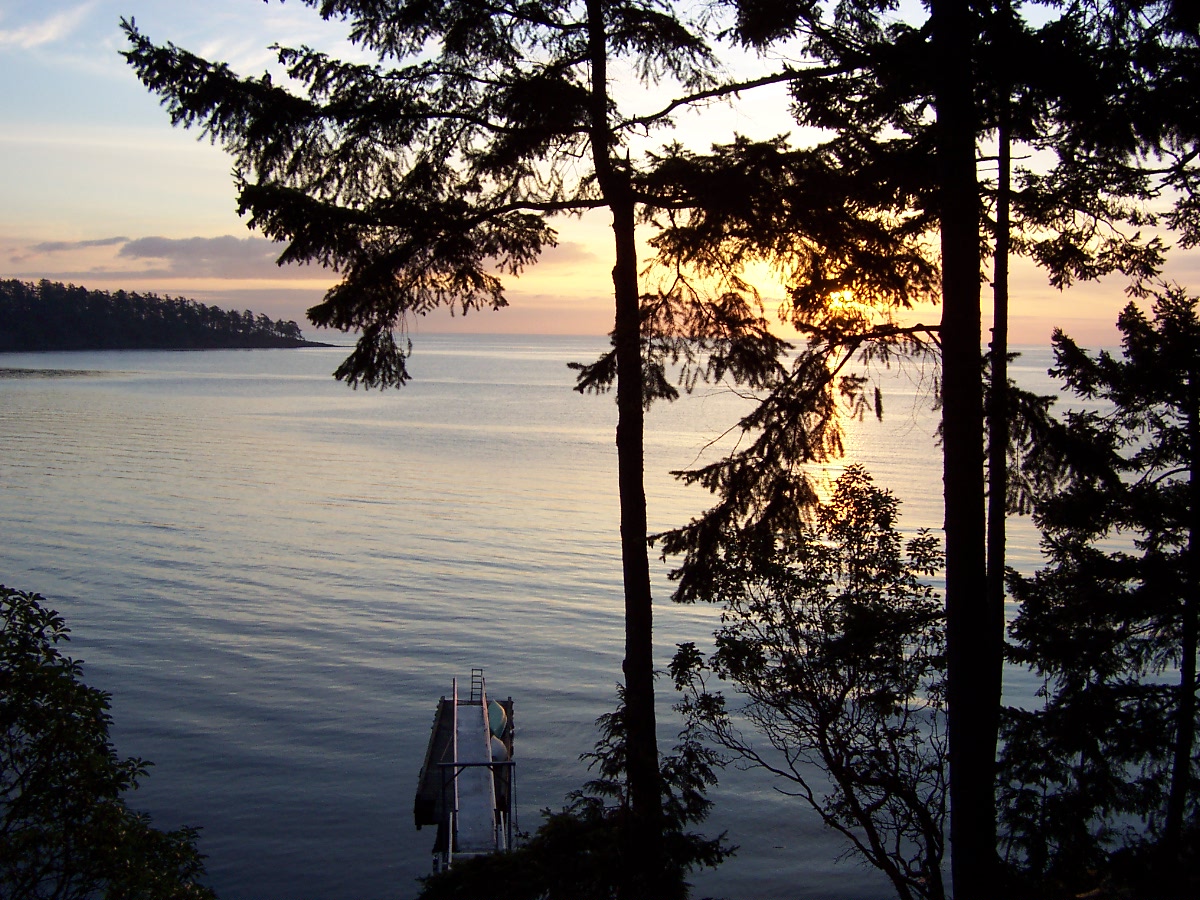 One of the Gulf Islands off Vancouver.  This scene from the house we stayed in.  Sunrise